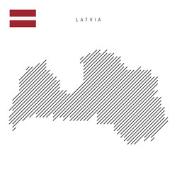 latvia map from pattern of black slanted parallel vector image