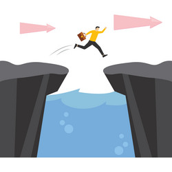 man is jumping over the pit risk avoidanceinsura vector image