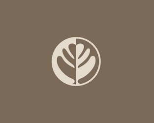 Negative space leaf shape circle tree logo design Vector Image