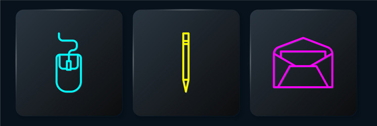 set line computer mouse envelope and pencil vector image
