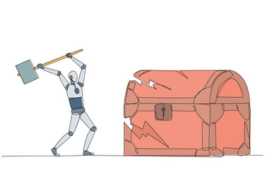 continuous one line drawing smart robot preparing vector image