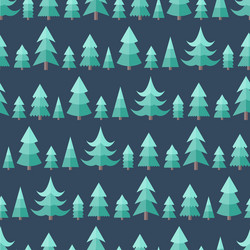 Flat seamless pattern with christmas trees vector