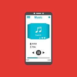 media player application app template with flat vector image
