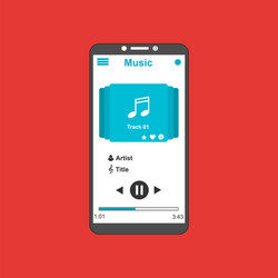 media player application app template with flat vector