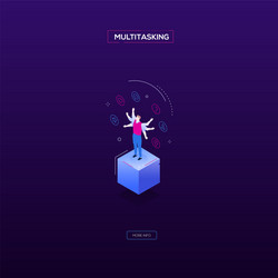 multitasking concept - modern isometric web vector image