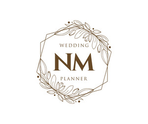 Nm initials letter wedding monogram logos Vector Image