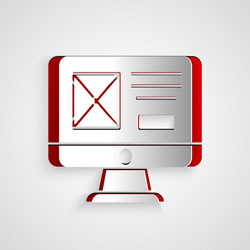 paper cut ui or ux design icon isolated on grey vector image