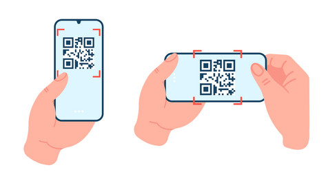 scanning qr code on screen of phone smartphone vector image