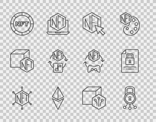set line nft blockchain technology cyber security vector image