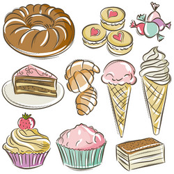 set of different sweetmeats vector image