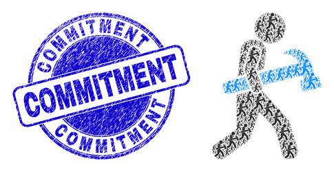 textured commitment stamp and hammer courier vector image