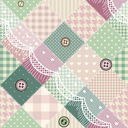 diagonal patchwork pattern with lace vector