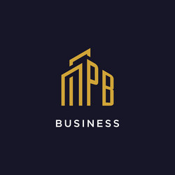 pb initial monogram with building logo design vector image