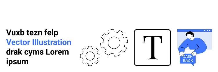 tech and typography concept with gears text vector image