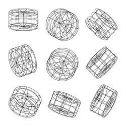 wireframe lined shapes perspective mesh 3d grid vector image