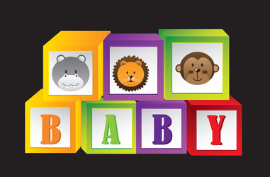 baby blocks with animals and letters vector