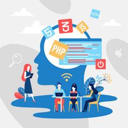 coding teamwork concept create code vector image