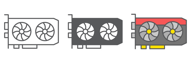 gpu card icon collection hardware and bitcoin vector image