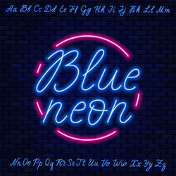 blue neon script uppercase and lowercase letters vector