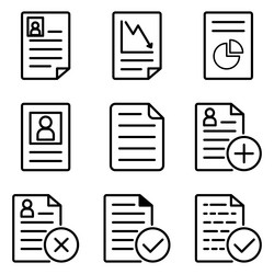 docs flat icon set isolated on white background vector image