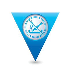 No smoking blue triangular map pointer vector