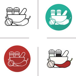 spices flat design linear and color icons set vector image