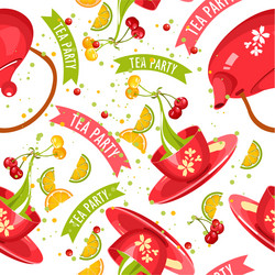 Seamless pattern piles stacked colorful tea cups Vector Image