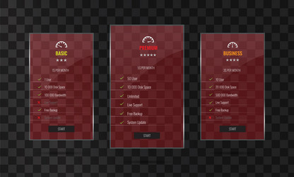 trendy transparent price list and offer columns vector image