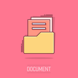 cartoon document icon in comic style archive data vector