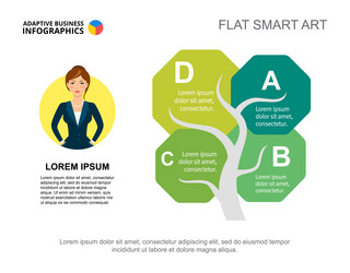 four leaves tree metaphor process chart template vector image