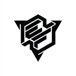 ef logo monogram hexagon shape with triangle vector image