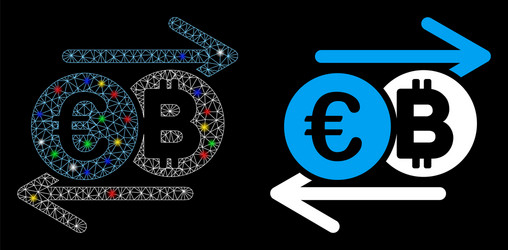 Flare mesh 2d euro bitcoin change icon with vector