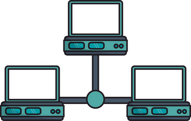 Isolated laptop and data base design vector