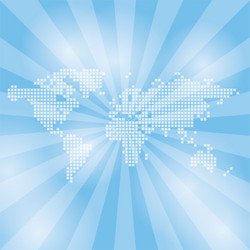 Light blue abstract background with map and rays Vector Image