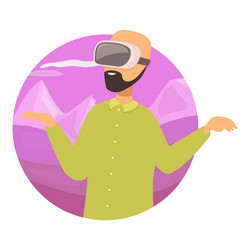 man using vr headset exploring virtual reality vector image