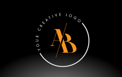 orange ab serif letter logo design with creative vector