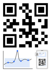 qr code with graph and smartphone depicting data vector image