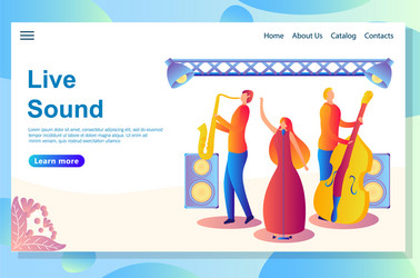 web landing page design template for music vector image