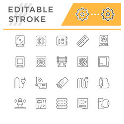 Computer Component Icons - Line Art vector image
