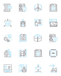 digital writing linear icons set online keyboard vector image
