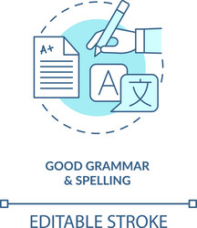 good grammar and spelling turquoise concept icon vector