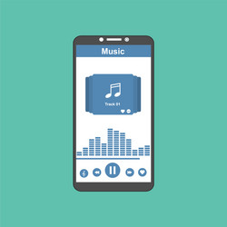 media player application app template with flat vector image