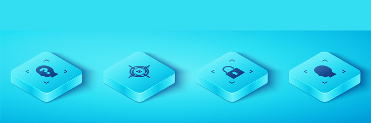 set isometric face recognition eye scan vector image