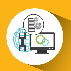 database gear globe support technology vector image