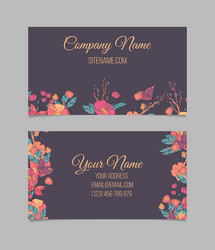 floral business card Vector Image