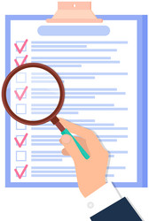 man studying to do list with magnifier person vector image