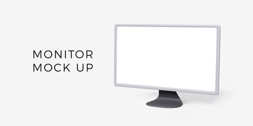 Pc monitor mock up with white screen in 3d style vector