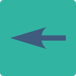 sharp left arrow flat cobalt and cyan colors vector image