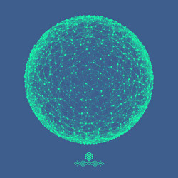 sphere with connected lines and dots global vector image