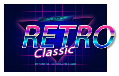 text effect in retro classic words font styles vector image